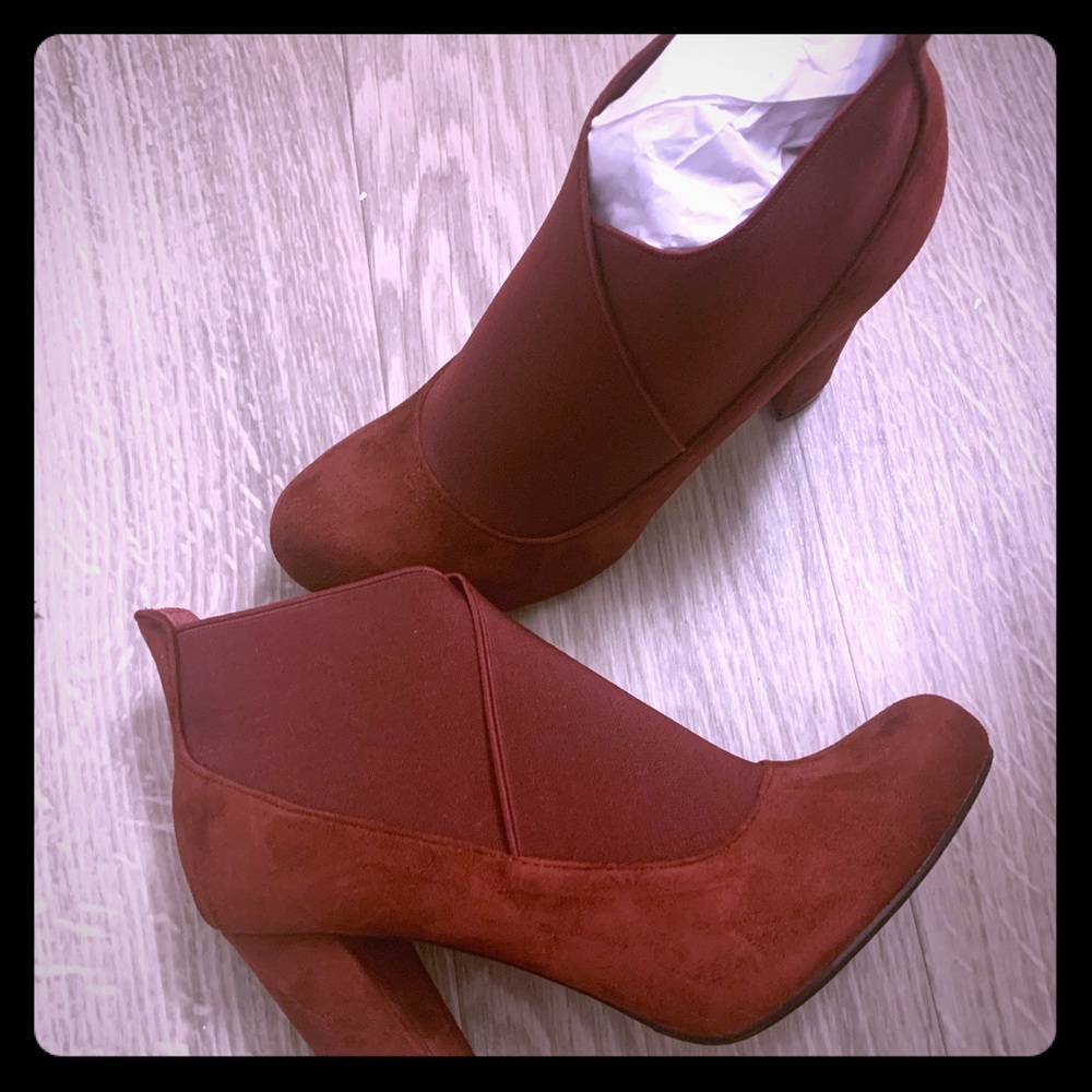 Burgundy Faux Suede Bootie